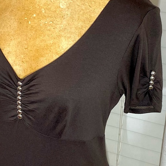 BLUE D’AZUR FRANCE dress short sleeves 10 brown - Picture 3 of 11